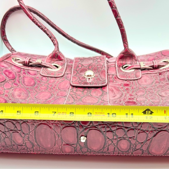 Large Charlie Lapson Leather Shoulder Bag Purse Burgundy size 16”x11” Laptop - Picture 16 of 16